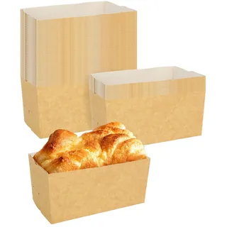 DAJAVE 100 Stück Einweg Mini Kuchenformen Papierbackform 15X10X7,5 cm Backform Rechteckig, Einweg Kuchenformen Brot Papierbackform Rechteck Brotbackform Kasten Papier, Einweg-Backformen für Kuchen