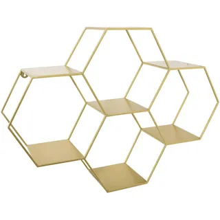 Loft42 Wandregal Hexa Gold , Goldfarben , Metall , 80x57x20 cm , Wohnzimmer, Regale, Wandregale