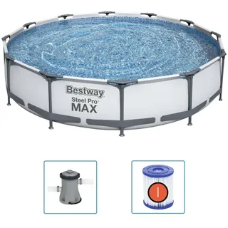 BESTWAY Steel Pro MAX Swimmingpool-Set 366 x 76 cm inkl. Filterpumpe