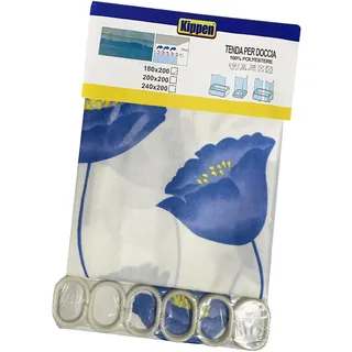 kippen 1715A7 Duschvorhang aus Polyester mit 12 Haken aus Kunststoff, Maße: 180 x 200 cm