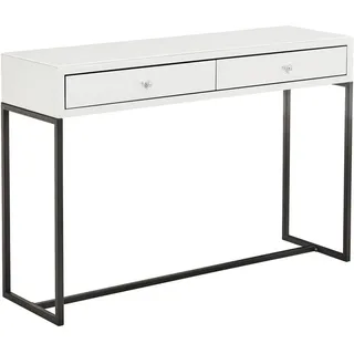 Novel Schminktisch , Schwarz, Weiß , Metall, Glas, Holzwerkstoff , 2 Schublade(n) Schubladen , rechteckig , eckig, U-Form , 35x80x120 cm , Schlafzimmer, Schminktische
