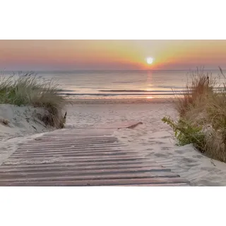 Papermoon "DÜNEN-NORDSEE STRAND SONNENUNTERGANG MEER NATUR DESIGN", bunt,
