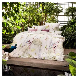 Mako Jersey Bettwäsche Meadow Interlock Grün 135x200 + 80x80 cm - Grün, Weiß