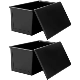 VIDETOL 2 Stück Brotbackform mit Deckel, 500g Brotbackformen, Toastbrot Backform Antihaft, Schwarz Kastenform Brot für Toast und Brot