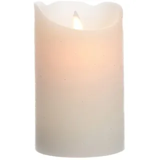 Zarivy LED-Innenkerze in elegantem Weiß, mit Maßen von Ø7,5 x 12,5 cm. Sie bietet ein weiches warmweißes Licht, ideal für gemütliche und entspannende Umgebungen.