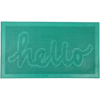 Fisura - Originelle Gummifußmatte Hello Grüne Fußmatte für draußen. Fußmatte für den Eingang mit Spikes. Gummifußmatte mit Botschaft. Fußabtreter 70 x 40 Zentimeter.