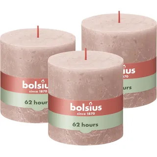 Bolsius Rustik Stumpenkerze 10 x 10 cm rosa 3 St.