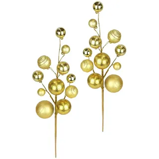 I.GE.A. »Kunstzweig mit Kugeln« 2er Set Deko Zubehör für Adventskranz Kranz Girlande Weihnachtsdeko