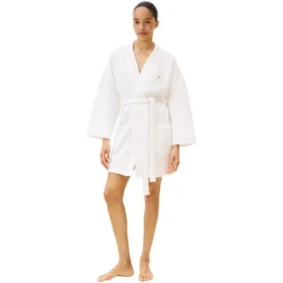 Tommy Hilfiger Damen Bademantel Gift Quilted Robe Kurz, Elfenbein (Ivory), XS