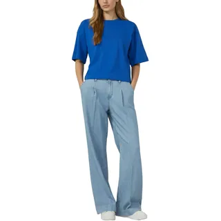 T-Shirt S.OLIVER, Damen, Gr. 44, cobalt blau, Jersey, Obermaterial: 100% Baumwolle, unifarben, regular fit normal, Rundhals, Shirts T-Shirt, mit Halbarm