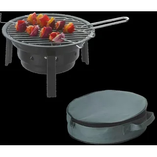 HOOZ Camping portabler Holzkohlegrill Koffergrill Klappgrill Picknick Faltgrill Ø32cm - Schwarz