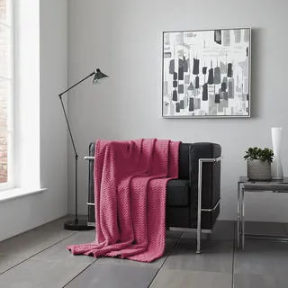 Gaveno Cavailia Wave Honigkamm Sofa- Bettdecke Super weich flauschig pflegeleicht leicht gewellt Luxus Design kuschelig warme Decke Waffelüberwurf [Doppelbett (150 x 200 cm), Rose]