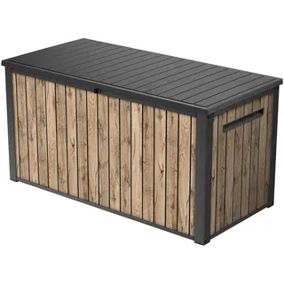 Keter Gartenbox Sierra 643L | 144x67x73 cm cm | Kunststoff in Holzoptik (Pinie) | Deckel mit Gasdruckfedern | abschließbar