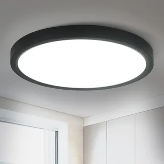 ZMH Deckenlampe LED Deckenleuchte Flach - Ø23cm Badezimmerlampe Kaltweiß | Schlafzimmerlampe Schwarz 18W Schlafzimmer Deckenbeleuchtung Küchenlampe IP44 Flurlampe Rund für Bad Küche Flur Wohnzimmer