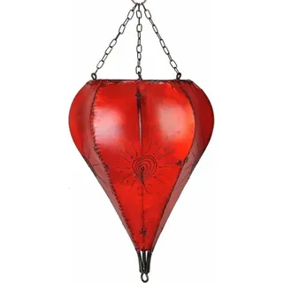 Simandra Orientalische Lampe Deckenleuchte Hängelampe marokkanische Deckenlampe Lederlampe Tropfen Sonne 40 cm, rot - Rot