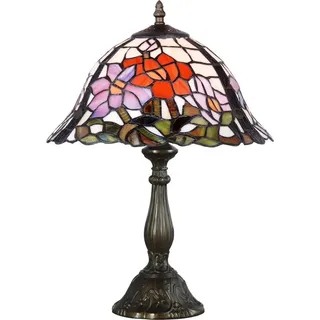 Casa Padrino Tiffany Tischleuchte Blumen Mehrfarbig Ø 31 x H. 46 cm - Handgefertigte Luxus Tischlampe
