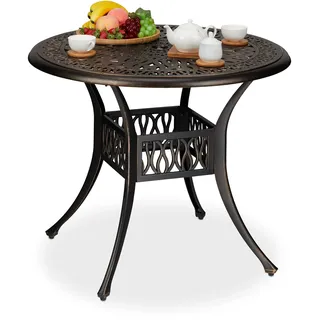 Relaxdays Gartentisch Ø 90 x 75 cm Schwarz/Bronze
