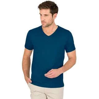 TRIGEMA T-Shirt TRIGEMA "TRIGEMA V-Shirt aus 100% Bio-Baumwolle (kbA)", Herren, Gr. XXL, blau (saphir, c2c), 100% Baumwolle (Bio-Baumwolle kbA), Basic, Shirts T-Shirt