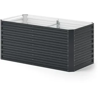 OK-Living Hochbeet Anthrazit 180 x 90 cm , Metall , Rechteckig , 180x80x90 cm , Gartenzubehör, Hochbeete