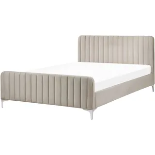 BELIANI Polsterbett Taupe Samtstoff mit Lattenrost 140 x 200 cm Hohes Gestepptes Kopf- und Fußteil Modern Glamourös Doppelbett Schlafzimmer Ausstattung - Grau