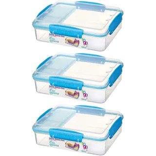 Sistema Snack Attack Duo To Go Brotdose – 3er Set | 975ml Lunchbox mit 3 Fächern | BPA-frei, stapelbares Design | Zufällige Farben