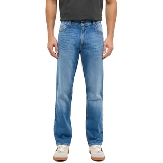 5-Pocket-Jeans MUSTANG "Tramper Straight", Herren, Gr. 36, Länge 32, blau (medium middle 582), Denim/Jeans, Obermaterial: 99% Baumwolle, 1% Elasthan, straight fit lang, Jeans 5-Pocket-Jeans, mit mittelhohem Bund