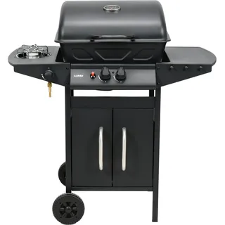 Lund Garten-Gasgrill 2+1 8Kw Seitenbrenner - Schwarz