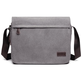 KONO Messenger Bag Canvas Laptop Umhängetasche für 13 Zoll Wasserdichte Schultasche, Geschenke für Männer Frauen(Grau)