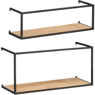 Wenko Wandregal Geo 2er Set 55 x 25 x 20 cm / 55 x 16 x 15 cm Schwarz/Braun