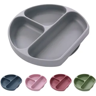 Babyschüssel Babyteller mit Saugnapf Silikon Babygeschirr Rutschfest für Kinder Mädchen Junge (Teller))