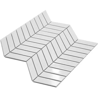 Mosaik weiß Pfeiloptik Keramik glänzendChevron Wand Boden Küche Dusche WB24-EV31