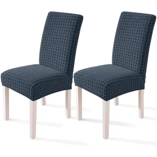 Stuhlhussen 2er Set, Stretch Stuhlbezug für Schwingstuhl & Hochlehner, Dunkelgrau