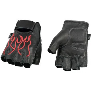 Shaf International Fingerlose Handschuhe für Herren (Schwarz/Rot, Größe XL) (mit Stickerei, Hot Pin)