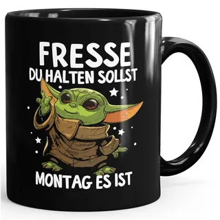MoonWorks Kaffee-Tasse mit Spruch Arbeit Fresse halten du sollst Montag es ist Baby Bürotasse lustige Kaffeebecher Schwarz standard