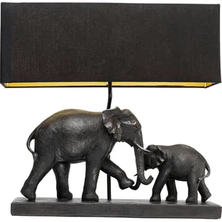 Kare Design Tischleuchte Elephant Family, Braun/Schwarz, Elefanten-Motiv, Tischlampe, Leinen Schirm, kein Leuchtmittel inklusive, E27, Wohnzimmer, Tierlampe, Designer Leuchte