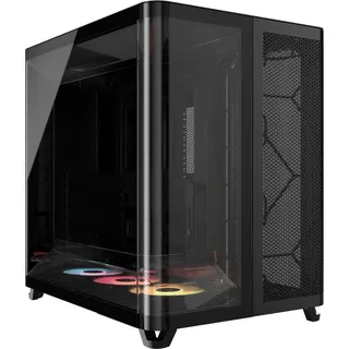 Corsair AIR 5400 RS-R ARGB Dreifach-Kammer-Mid-Tower PC-Gehäuse – 3X Vorinstallierte Reverse-Rotor RS120-R ARGB-Lüfter, Luftkanäle für Starke Kühlung, Reverse Motherboard-Unterstützung – Schwarz