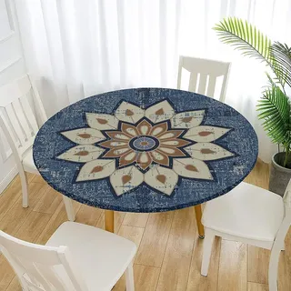 Morbuy Tischdecke Outdoor Rund 100 cm Blau