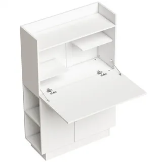Homcom Schreibtisch aus Spanplatte 80/30/128 cm Weiß , Holzwerkstoff , 30x128x80 cm , Büromöbel, Schreibtische, Schreibtische
