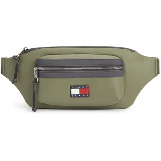 Tommy Jeans Bauchtasche "TJM ELEVATED PU BUMBAG" Unisex Gürteltasche, Crossbody Bag mit Logo-Aufnäher, oliv