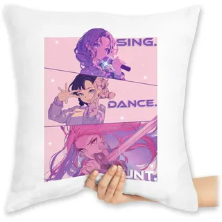 Shirtracer Kissen 40 x 40 - Anime - Sing. Dance. Hunt. - Kostüm K-Pop Merch - 40 x 40 cm - Weiß - Animation kpop Geschenke k pop Hunters dämon jäger dämonhunter. dämonen