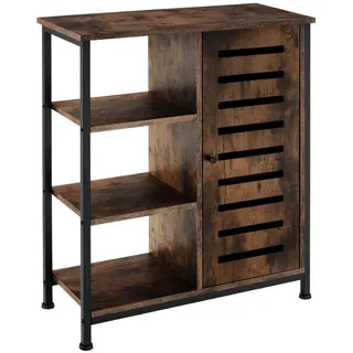 tectake Sideboard , mit höhenverstellbaren Kunststofffüßen, 70 x 32 x 82 cm, Industrial Holz dunkel, rustikal , Rostfarben , Holzwerkstoff , Beton Optik , Rechteckig , 71x82x32 cm , Kleinmöbel, Kommoden, Highboards