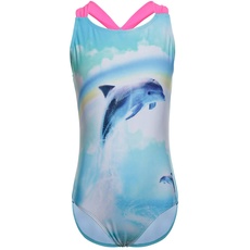 iDrawl Schwimmanzug Mädchen Badeanzüge Blau Delphin Sommer Sportanzug Größe L