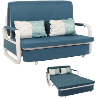 MCW Schlafsofa MCW-M83, Schlafcouch Couch Sofa, Schlaffunktion Bettkasten Liegefläche, 130x185cm ~ Stoff/Textil dunkelblau