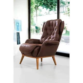 Landhaus Stil Sessel Relax Fernseher Einsitzer Sofa Couch Ohrensessel - Braun