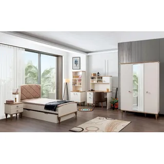 Büro Set Schreibtisch Beige Bücherregal Schreibtische Sekretär Design 2tlg. Neu - Beige