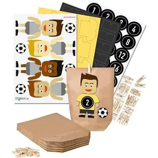 Basteladventskalender Fußball gelb schwarz zum Selberbefüllen - Gelb, Schwarz