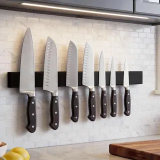 THMINS Magnetleiste Messer, 40 cm Magnetischer Messerhalter für die Wand, zur Messeraufbewahrung Werkzeugständer aus Metall zur Aufbewahrung von Küchenutensilien (Schwarz)