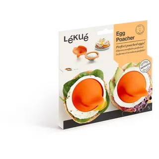 Lékué Eier-Pochierer, Edelstahl, orange, 9,3 x 11 x 7,5 cm, 2 Stück