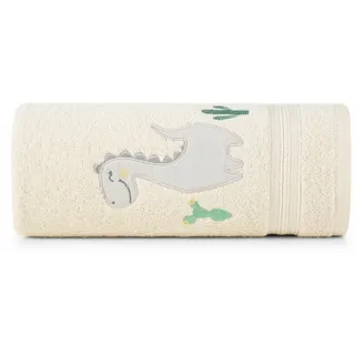 Handtuch Badetuch für Kinder 50x90 cm creme Dino Oeko-Tex-Zertifikat Baumwolle