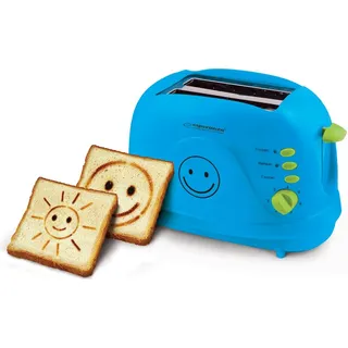 Esperanza Toaster 2 Scheiben mit Smiley-Design und Timer, Krümelschublade, blau